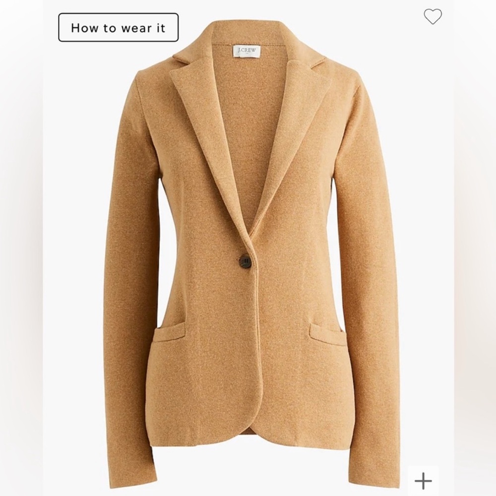 J. Crew Factory Schoolboy Sweater Blazer Cardigan in Camel Tan. - Picture 4 of 12